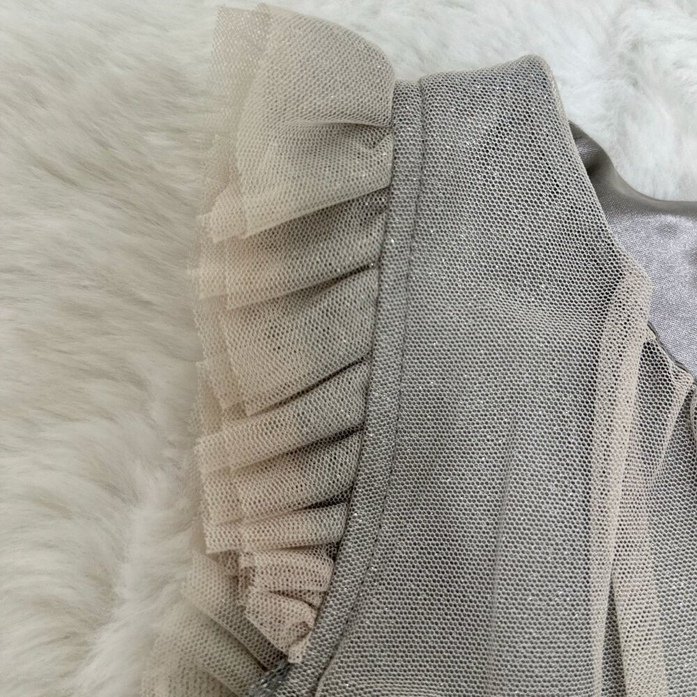 H&M Girls Gray Tulle Party Dress with Floral Accent - Picture 5 of 11